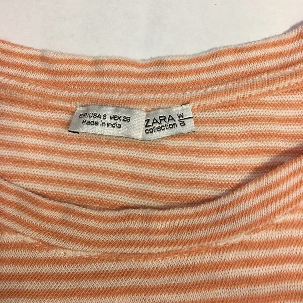 Zara Orange Striped Top White Mesh Back Size Small - Picture 4 of 6